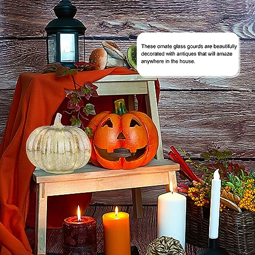 Glass Pumpkin LED Light - Battery Powered Halloween Fall Decoration