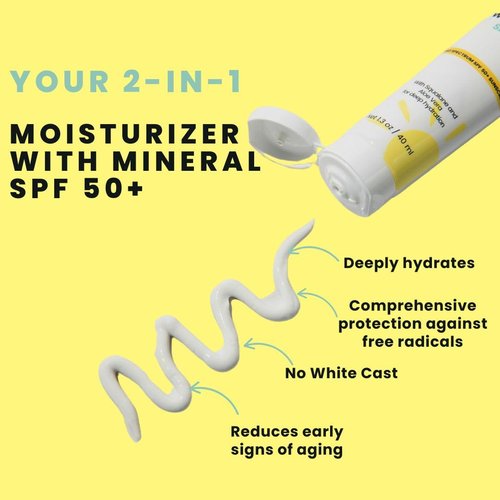 Skiennix Daily Repair & Protect Moisturizer - Mineral Sunscreen Face SPF 50+ with Squalane & Aloe Vera for Deep Moisture | UVA/UVB & Blue Light Protection, No White Cast, Reef Safe, Vegan