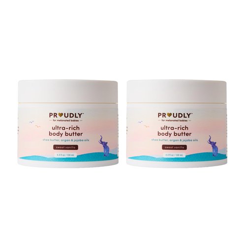 PROUDLY Ultra-Rich Body Butter by Gabrielle Union & Dwyane Wade, Lotion for Babies, Kids & Adults, Shea Butter & Argan Oil for Deep Moisture, Sweet Vanilla, 2-Pack