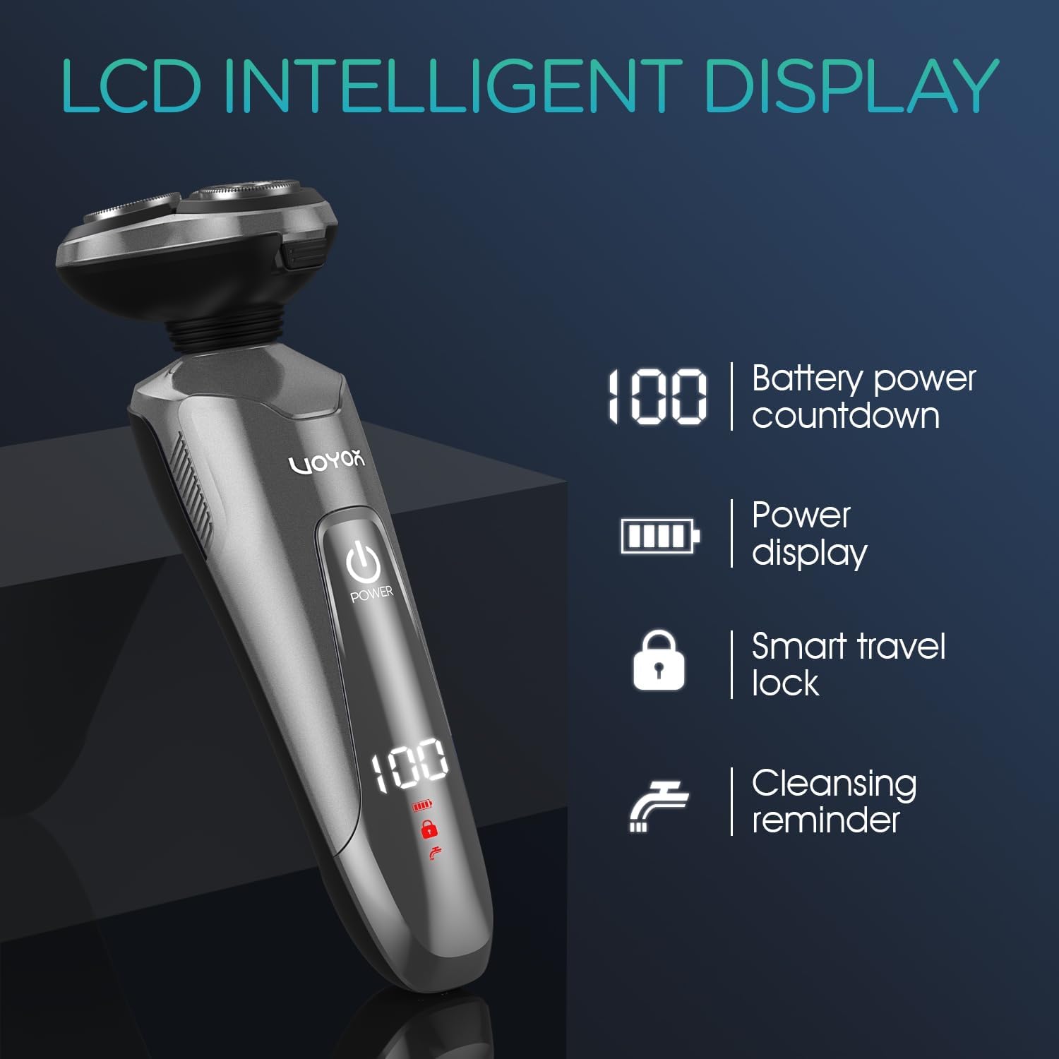 VOYOR Electric Razor for Men - Cordless Wet/Dry Shaver with Rechargeable Battery | Waterproof Grey TX410