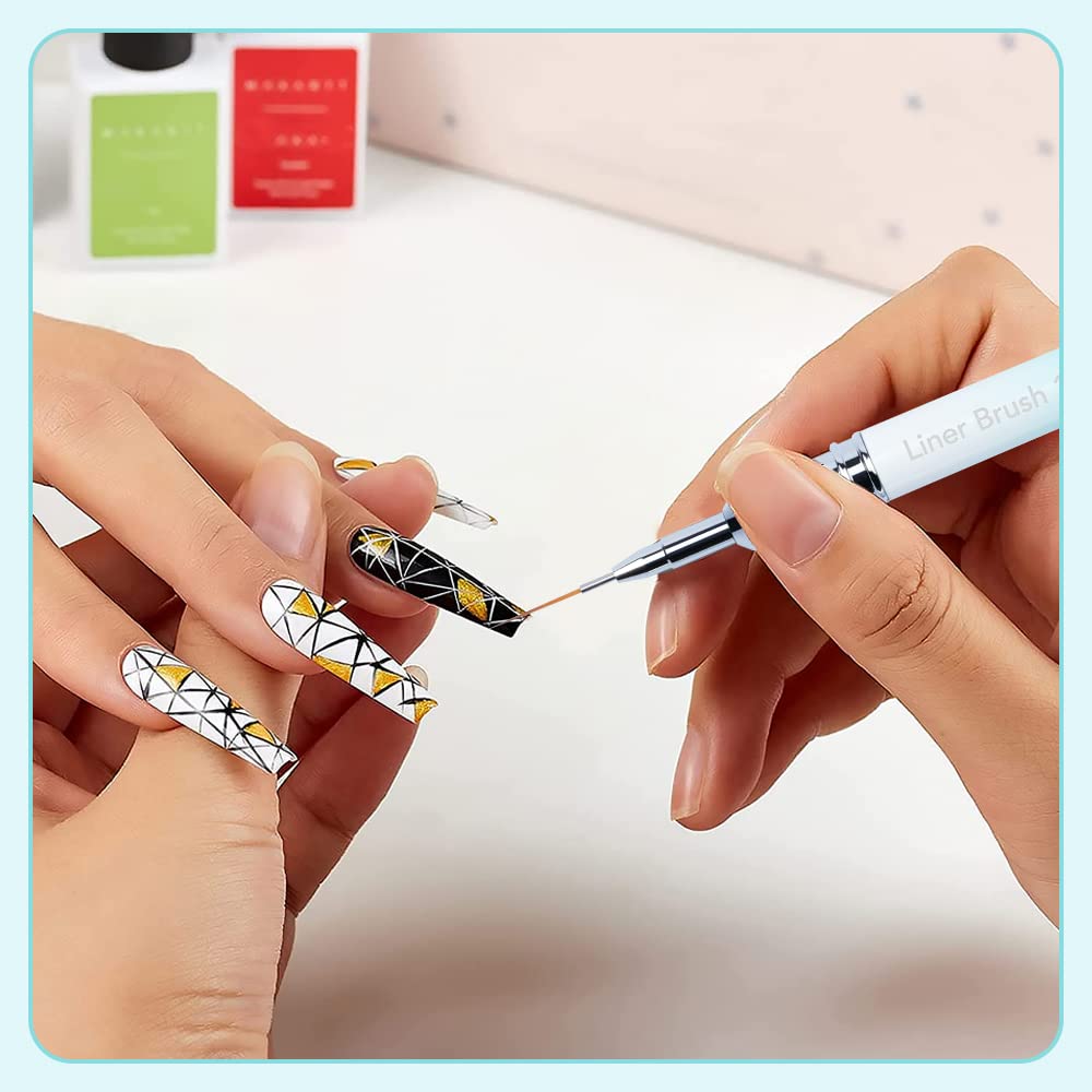 YIHUALE Nail Art Design Pen Painting Tools - DIY Manicure & Professional Salon Set (Blue and White)
