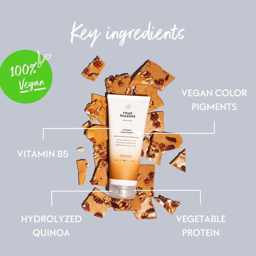FOUR REASONS Toffee Color Mask - Vegan Hair Gloss & Color Depositing Conditioner | 6.76 fl oz