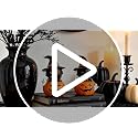 Halloween Black Cat Pumpkin Decor Set of 2 - Spooky Fall Home Party Decorations - Black & Orange