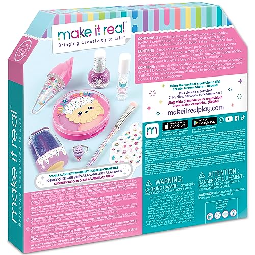 Kids Cosmetic Set with Ice Cream-Shaped Lip Gloss & Accessories - Safe for Ages 8+