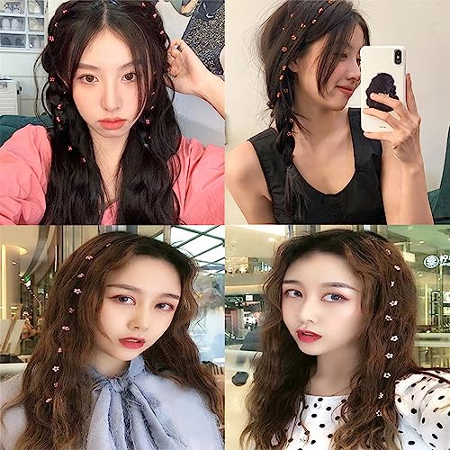 Flower Hair Clips Set with Resin Tassels & BB Clips - 4 Colors