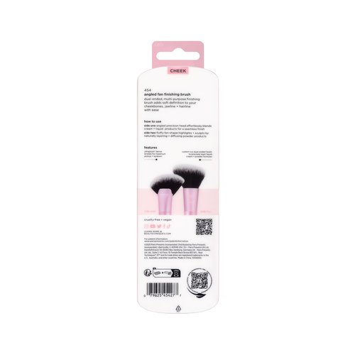 Real Techniques Angled Fan Finishing Brush, Dual-Ended Contour, Bronzer & Blush Makeup Brush for Blending Powder or Cream Products, UltraPlush Bristles, Cruelty-Free, 1 Count