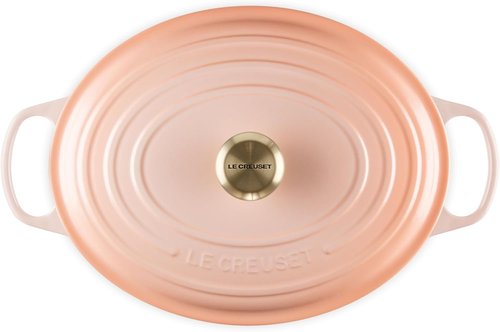Le Creuset Enameled Cast Iron Dutch Oven - 8 Qt. Oval in Peche with Light Gold Knob