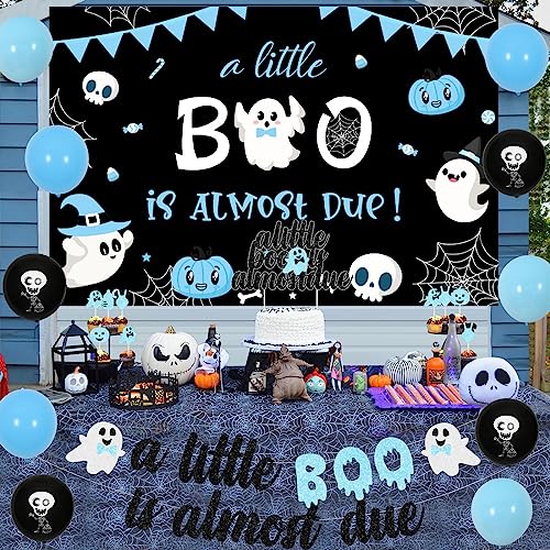 Halloween Baby Shower Decorations for Boys Blue and Black Party Supplies