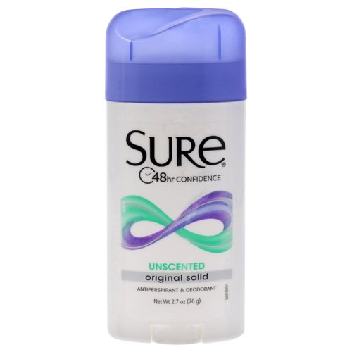 Sure Deodorant 2.7 Ounce Original Solid Unscented (79ml) Pack of 6