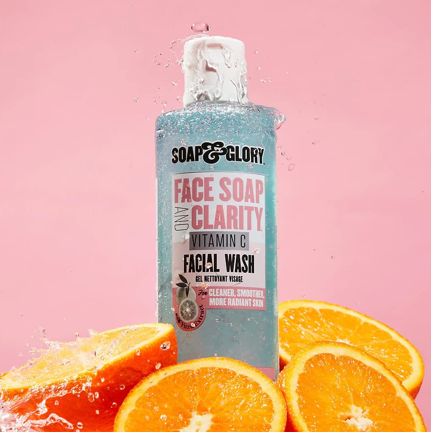 Soap & Glory Vitamin C Brightening Facial Cleanser - 3-in-1 Foaming Face Wash & Makeup Remover - Deep Cleansing & Hydrating for Radiant Skin (11.8 fl oz)