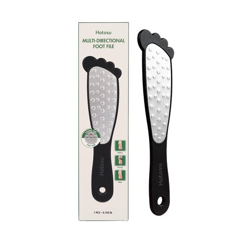 Hotosu 2 Sided Foot File Callus Remover Stainless Steel for Wet & Dry Skin – Professional Cheese Grater for Feet & Foot Rasp for Smooth Feet, Pedicure Tools for Feet, Gentle Foot Care at Home (Black)