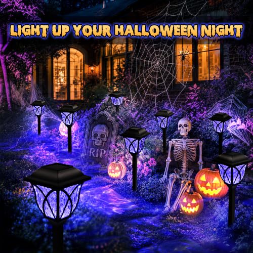 GIGALUMI Solar Halloween Pathway Lights 6 Pack - Purple Outdoor Decor