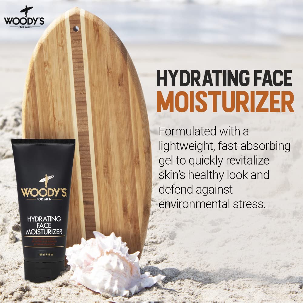 Woody's Face Moisturizer for Men - Hydrating Daily Lotion with Menthol for Dry Skin | 5 fl oz
