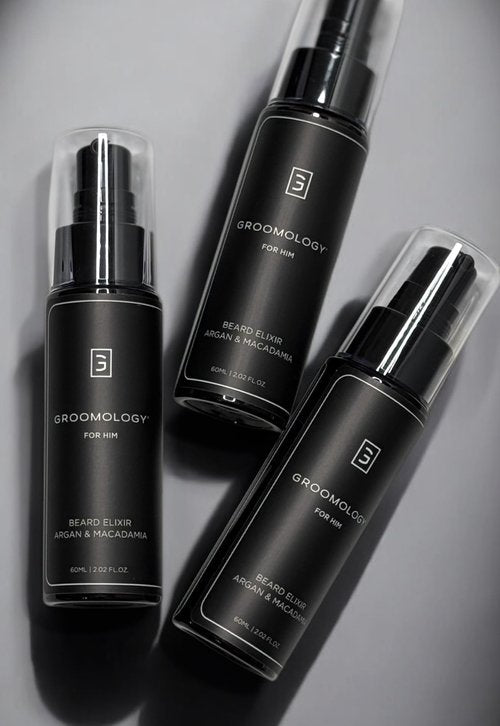 GROOMOLOGY Beard Elixir | Exclusive Engineered Dual-Oil Blend with Argan & Macadamia | Organic, Vegan & Cruelty-Free | Lightweight, Non-Greasy for Soft, Fuller Beards | Effortless Pump | 2 oz
