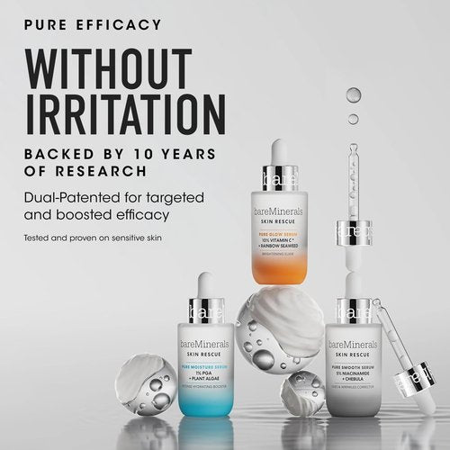 bareMinerals Skin Rescue Pure Smooth Face Serum, Formulated with 5% Niacinamide + Chebula, Smoothes Fine Lines + Wrinkles, Sensitive Skin Safe, Vegan, Cruelty-Free & Dermatologist-Tested