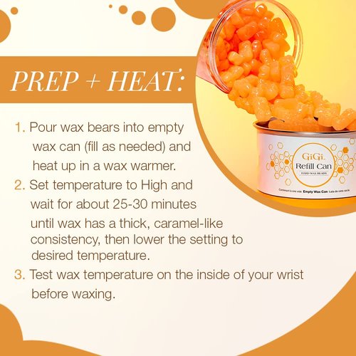 GiGi Honee Bear Hard Wax Kit for Hair Removal- Honey-Scented Hard Wax Beads for Face & Body with Refill Can & Applicators