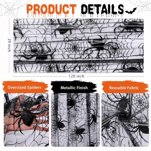 Halloween Table Runner Black Spider Web 29x120 Inch - Pack of 1, Spooky Decor