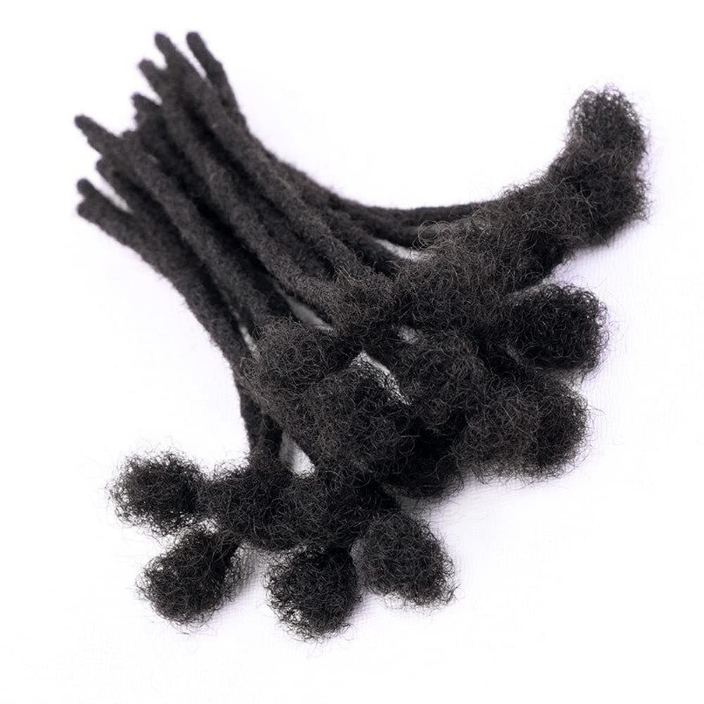 WacanDan 100% Human Hair Dreadlock Extensions for Men/Women, 0.6cm Thickness 4 Inch 60 Strands Full Handmade Can be Dyed and Bleached Permanent Loc Extensions Human Hair Natural Black