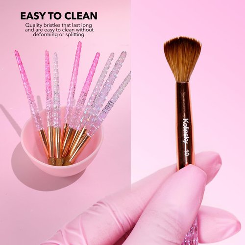 Kiara Sky Acrylic Brush #12 - Pink | 100% Pure Kolinsky | Crystal Cut Handle and Acetone Resistant