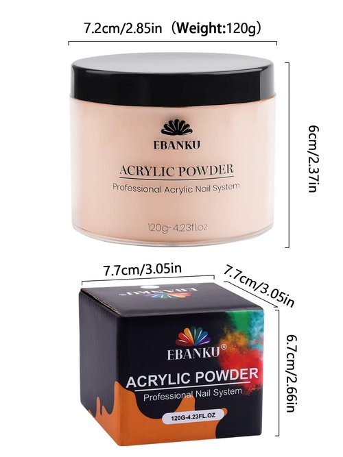 Nude Acrylic Powder, EBANKU 120g/4.23oz Nail Acrylic Powder Large Capacity Professional Acrylic Nail Powder for Nail Extension, Nail Carving, Long-Lasting, No Nail Lamp Needed