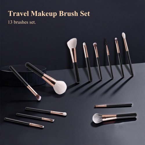 13 Piece Black Makeup Brushes, Face and Eye Makeup Brush Set Ultra Soft Goat Hair&Synthetic Bristles for Powder, Concealer, Blush, Contouring, Blending, Eyeshadow Kits for Beginners, Pros and Artists