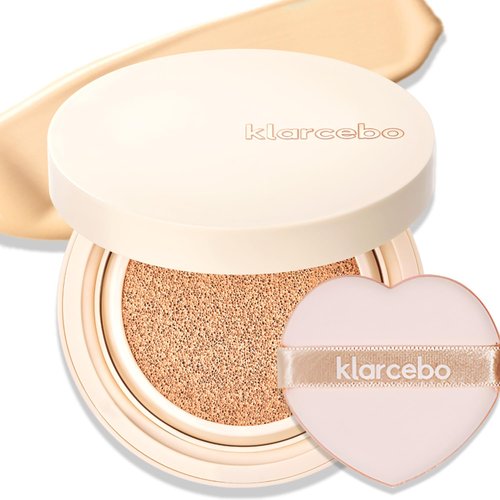 KLARCEBO New Heart Cica Cushion Foundation – Lightweight K-Beauty Cushion Compact with Centella Asiatica, Natural Coverage, Long-Lasting, Non-Caking, Moisturizing Makeup with Elastic Puff