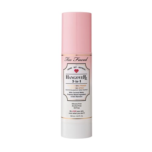 Too Faced Hangover 3-in-1 Primer & Setting Spray | Soothing & Hydrating Setting Spray for Face Makeup | Coconut Water | 4 Fl Oz, Clear