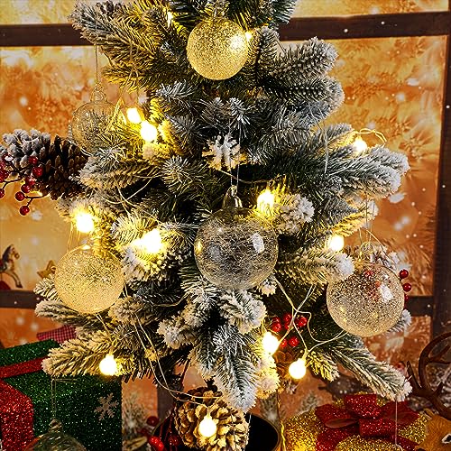 Uiifan 24 Pcs Clear Glass Christmas Ornaments Set - Iridescent Balls in 3 Sizes + Variation: 24 / 2.36 in, 2.76 in, 3.15 in