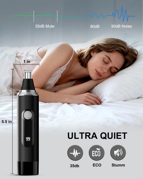 Nose Hair Trimmer for Men and Women,2025 Professional Painless IPX7 Waterproof Eyebrow & Facial Hair Trimmer,USB Rechargeable with LED Display Dual-Edge Blades for Smoother Cutting,BlackSilver