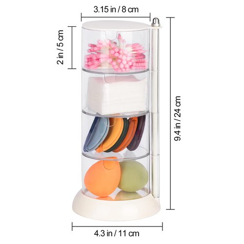 JessLab 4 Layer Clear Jewelry Organizer, 360° Rotatable Acrylic Hair Accessory Organizer, Hair Clip and Tie, Earring Storage for Bathroom Vanity Countertop