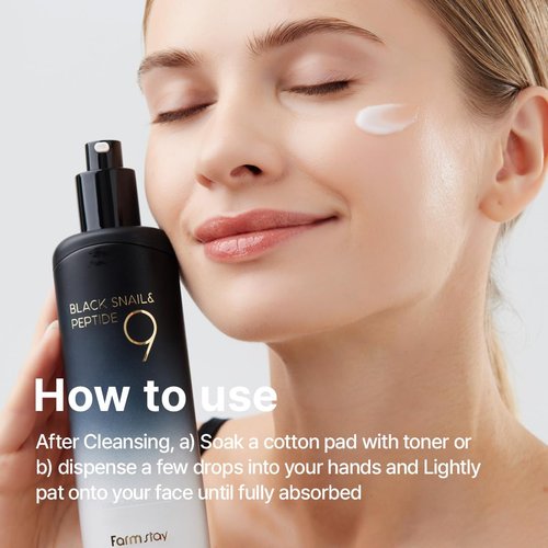 FARMSTAY Black Snail & Peptide 9 Perfect Emulsion, Snail Mucin Moisturizer for Elastic & Glow, Hydrating & Soften, Anti-aging, Barrier Repair, for Women & Men, Korean Skin Care, 4.05 fl.oz