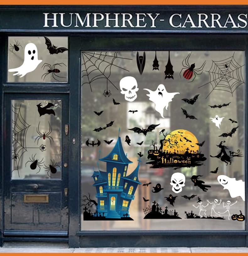 Halloween Window Clings Set for Indoor & Outdoor Decoration - Spooky Spider Design