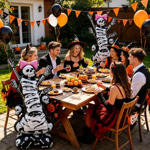 Fudefer 2-Pack Self Standing Skeleton Balloons - 3.8FT Halloween Decor