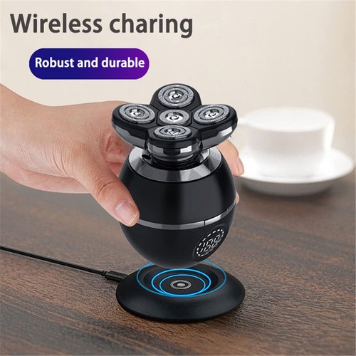 Upgrade 5-in-1 Electric Head Shaver for Men, LED Display, Multifunctional Cordless IPX7 Waterproof Rotary Grooming Kit
