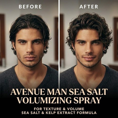 Avenue Man Volumizing Sea Salt Spray - Lightweight Paraben & Sulfate-Free Hair Spray for Men - 6.76 oz