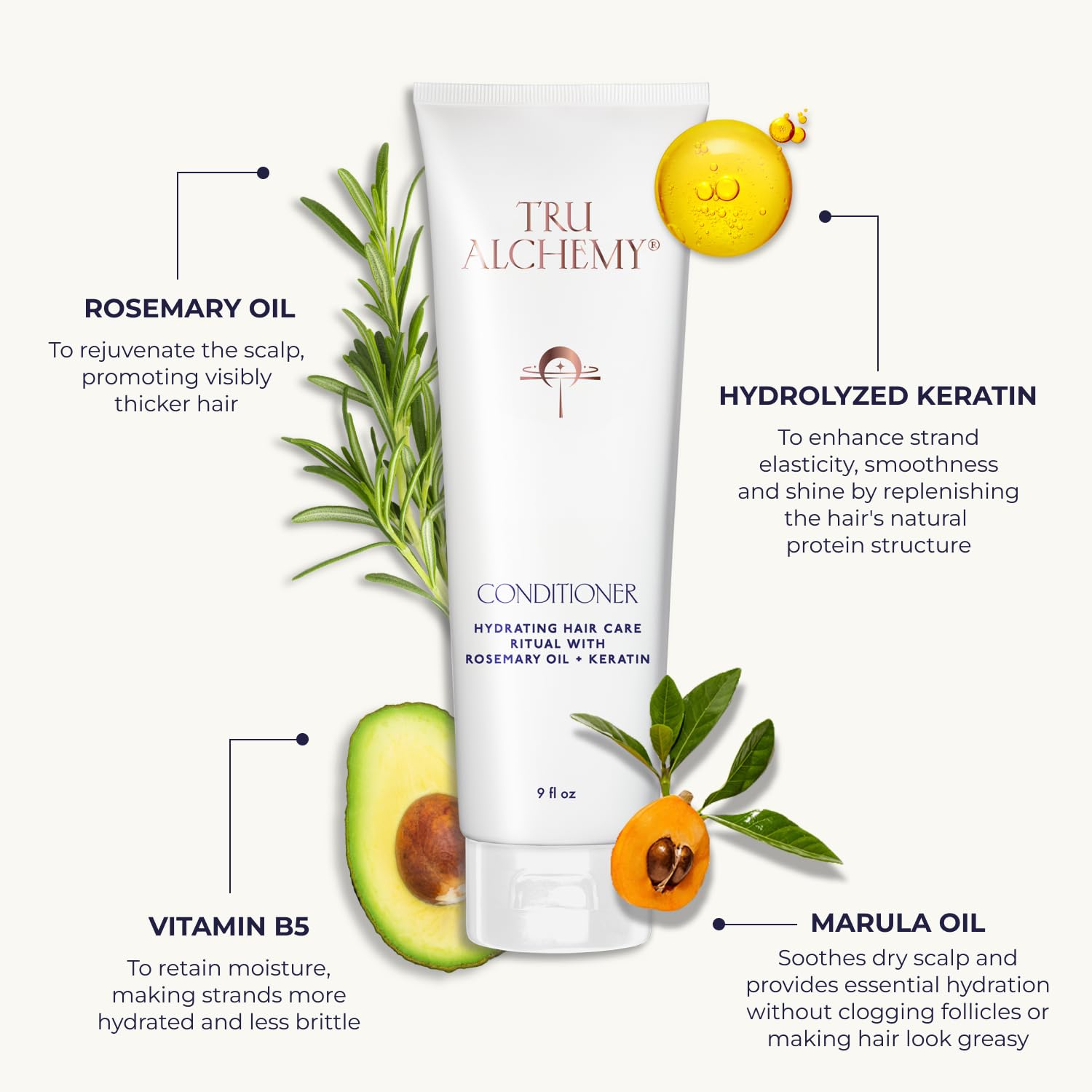 Tru Alchemy Hair Conditioner - Sulfate-Free Formula for Damaged & Dry Hair - 9 Fl Oz | Hydrate & Restore