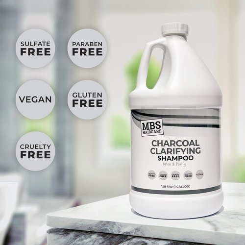 MBS Haircare Professional Charcoal Clarifying Shampoo, 1 Gallon – Sulfate-Free, Paraben-Free, Vegan – Color Safe Deep Cleansing Formula