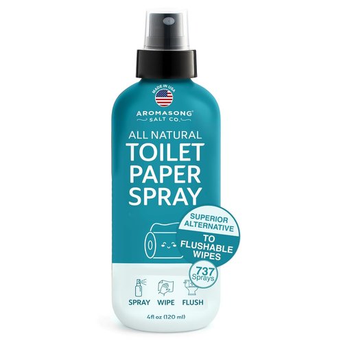 Aromasong 100% Natural Toilet Paper Spray - Flushable Wet Wipe Alternative for Personal Cleansing - 4 fl oz