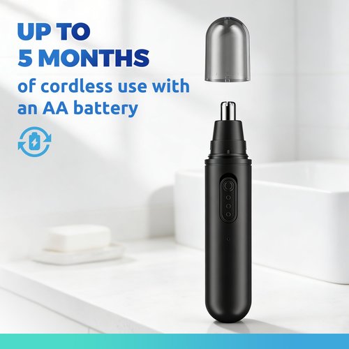 Ear and Nose Hair Trimmers for Men: Skinsafe Nasal Hair Cutter with 5 Months Long Lasting Battery Life - Portable Nose Trimmer Grooming Tool Easy of Use and Clean, Correct Size Nose Hair Remover