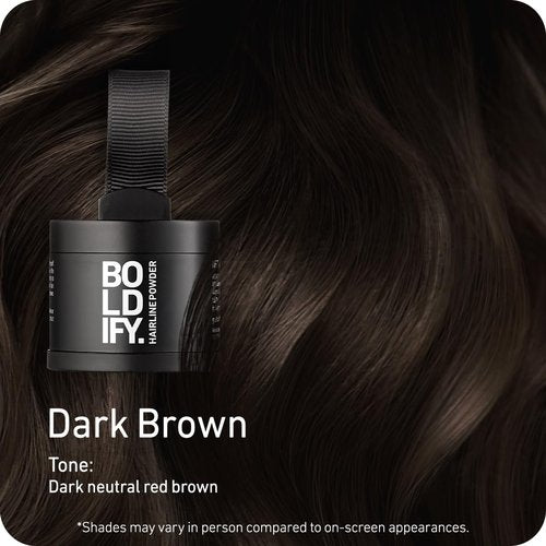 BOLDIFY Hairline Powder - Water-Resistant Root Touch-Up for Gray Coverage | 24-Hour Stain-Proof, Mess-Free - Dark Brown