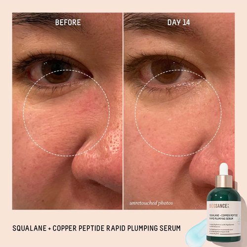 Biossance Squalane + Copper Peptide Rapid Plumping Serum - Vegan Face Serum for All Skin Types | Firming & Hydrating
