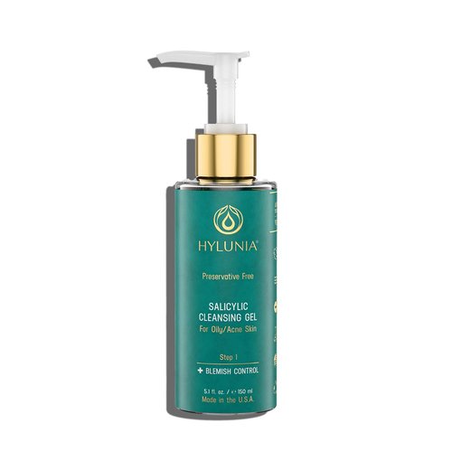 Hylunia Skincare Salicylic Facial Cleansing Gel - Deep Pore Cleanser for Oily Skin, Exfoliates & Hydrates, 5.1 fl. oz.