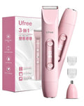 Ufree Bikini Trimmer Women Electric Razors Dual Head, Pubic Body Hair Trimmer Electric Shaver for Face, Legs, Arm, Rechargeable Lady Shaver Waterproof, Summer Grooming Kit, Gifts for Her