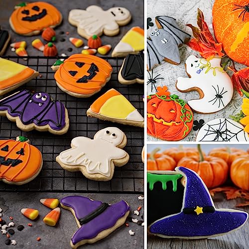Halloween Cookie Cutters Set - 24 Shapes Embossing Mold for Baking & Decorations - Kids Friendly - Halloween
