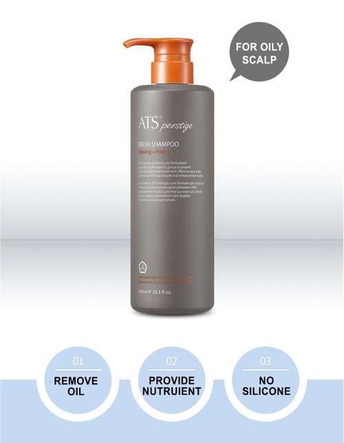 ATS Perstige Bresh Shampoo - Silicone-Free Formula for Oily Scalp | 600ML Size