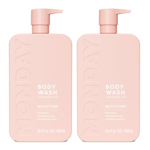 MONDAY HAIRCARE MOISTURE Body Wash with Hyaluronic Acid, Shea Butter, Coconut Oil & Grapefruit Extract for Normal to Dry Skin 900 mL (Dual Pack)