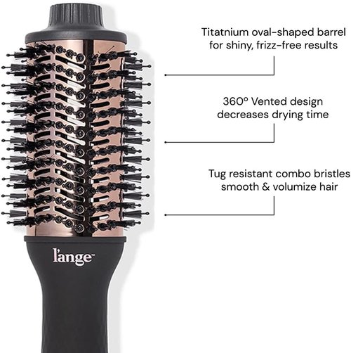 L'ANGE HAIR Le Volume 2-in-1 Titanium Blow Dryer Brush - Frizz Control & Volumizing Hot Air Styler | Black - 60mm