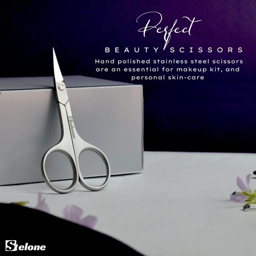 Stelone Multi Purpose Eyebrow Scissors Stainless Steel Curved Blade Cuticle Scissors for Manicure and Cosmetic, Brow Scissors for Facial Hair & Eyelash Trimming