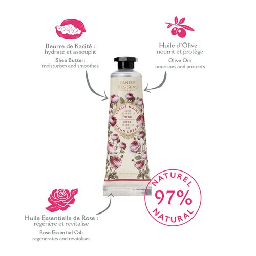 Panier des Sens - Mini Hand Cream Set - Gifts for Women - Rose, Lavender, Verbena Natural Hand Cream - Mothers Day Gift Ideas Made in France - 97% Natural - Hand Lotion Travel Size 3x1 Floz