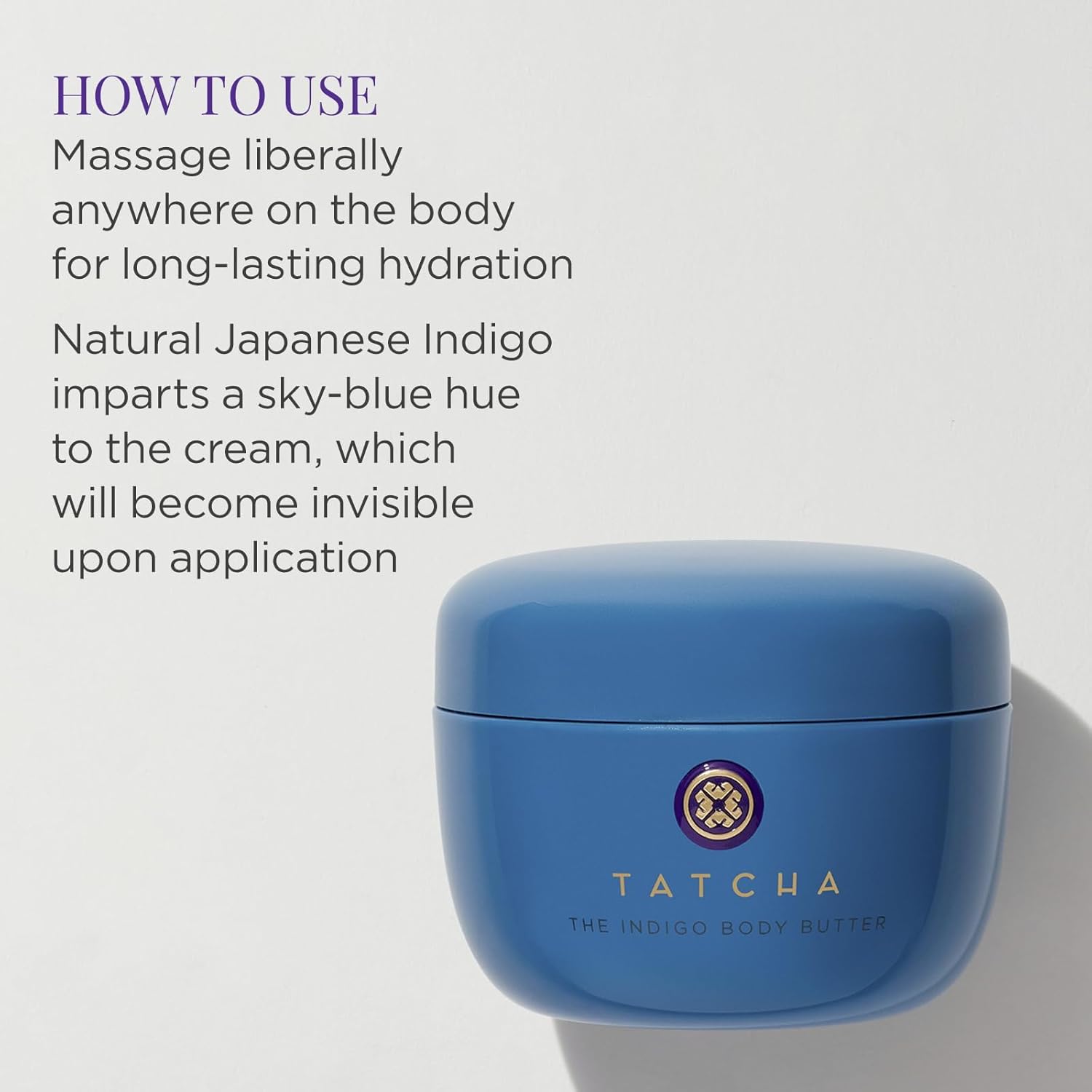TATCHA Indigo Body Butter - Soothing Silk Cream for Dry Skin & Eczema Relief | 200 ml | 6.8 oz